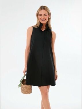 Tuckernuck Sleeveless Black Button-Front Shirt Dress Size Small